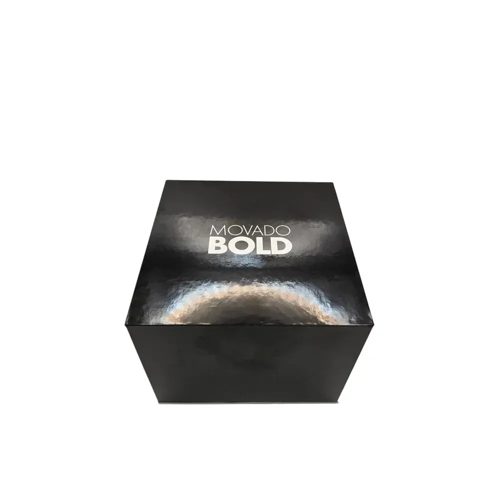 Movado Bold Gold Watch 42.5mm Stainless Steel Link Bracelet Box Papers Classic